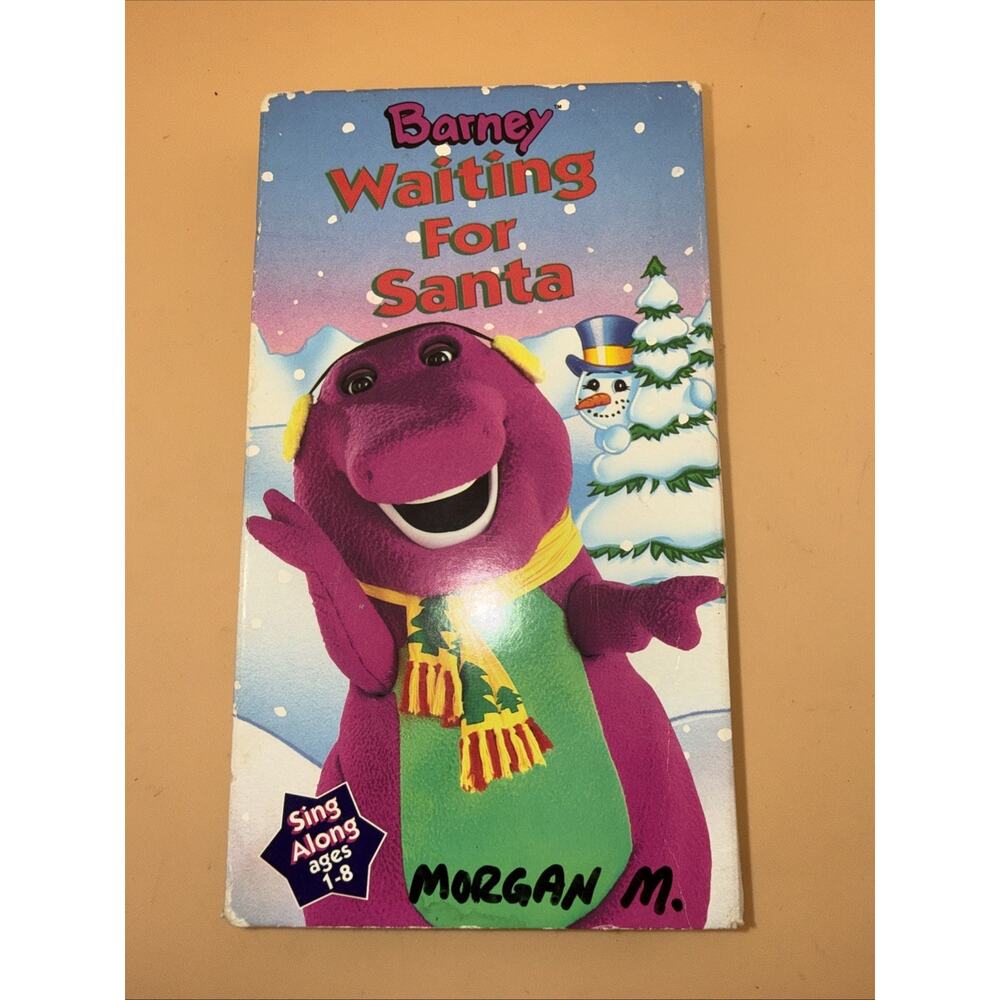 Barney: Waiting for Santa 1992 VHS Christmas Sing-Along Video Tape White Tape